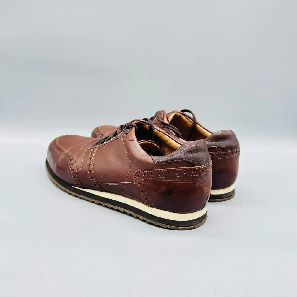 Johnston & Murphy Shoes Mens 8.5 Brown Leather Wingtip Sneakers Casual Comfort